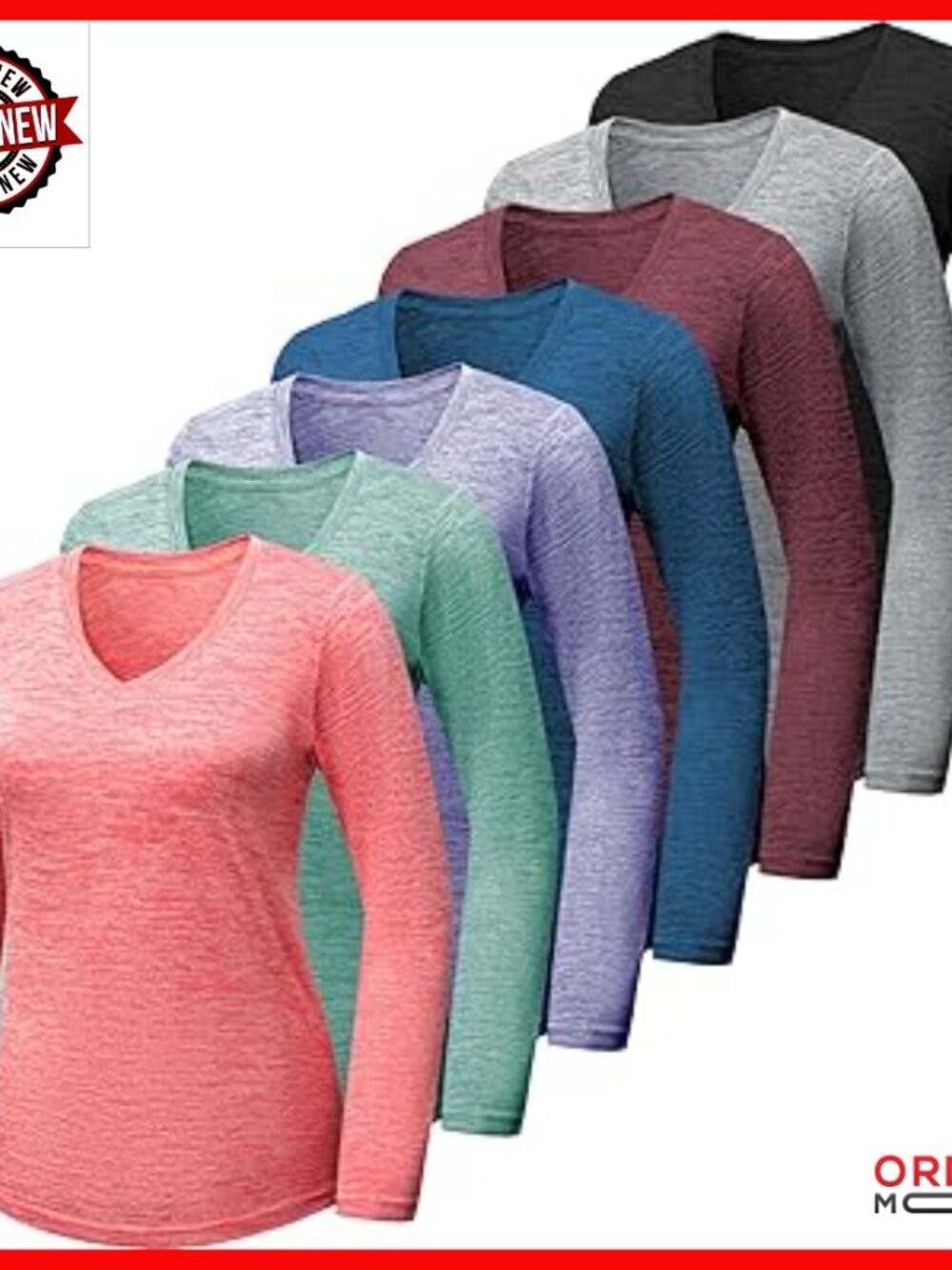 Long Sleeve V-Neck Athletic Top Moisture Wicking Quick Dry Workout Shirt